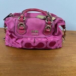 Coach Pink Satchel with Gold Accents